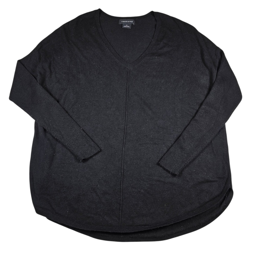 TROUVE Black Cashmere Blend Classic Oversized Pullover Sweater Women' Size XS